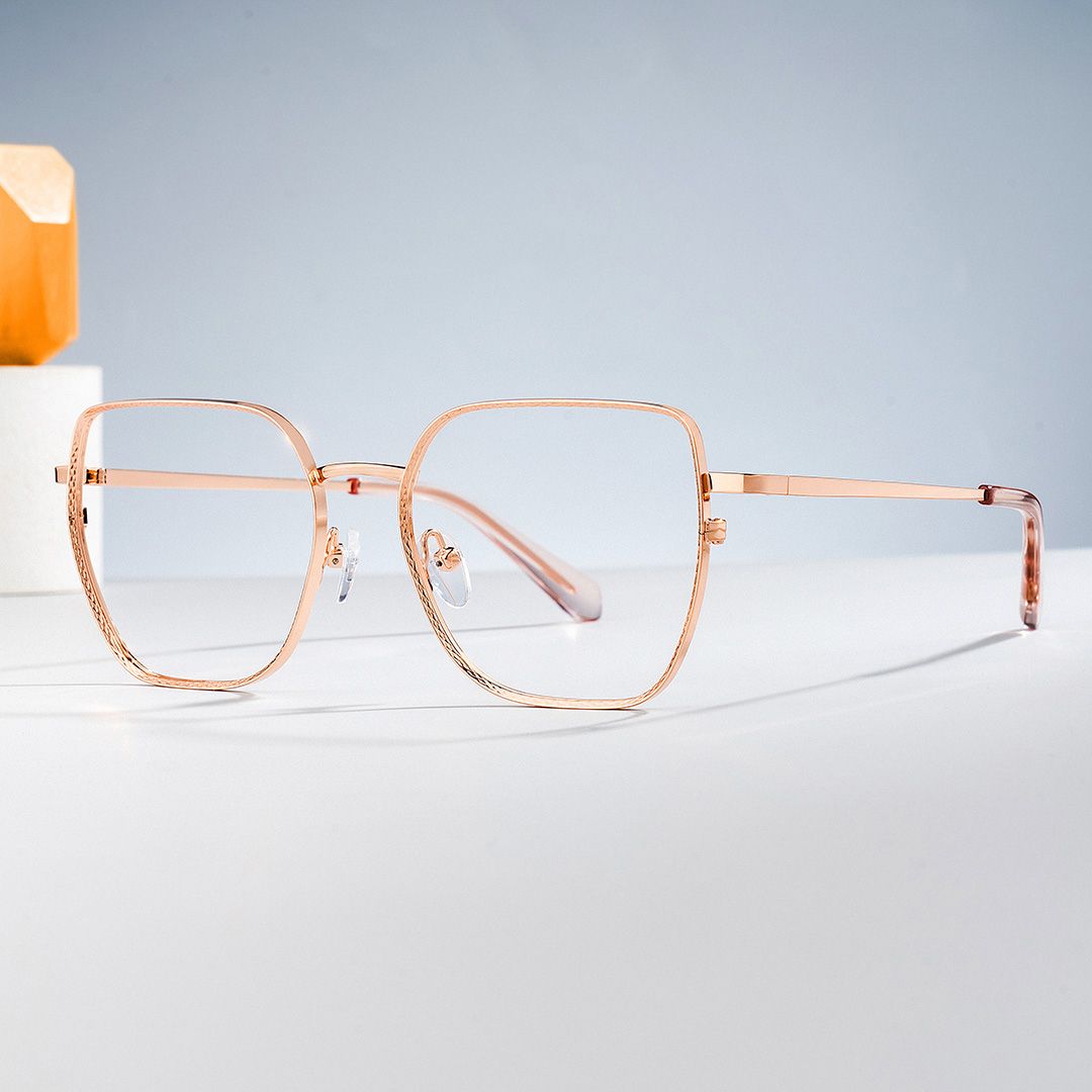 Rose Gold Wire Glasses With Exquisite Pattern0