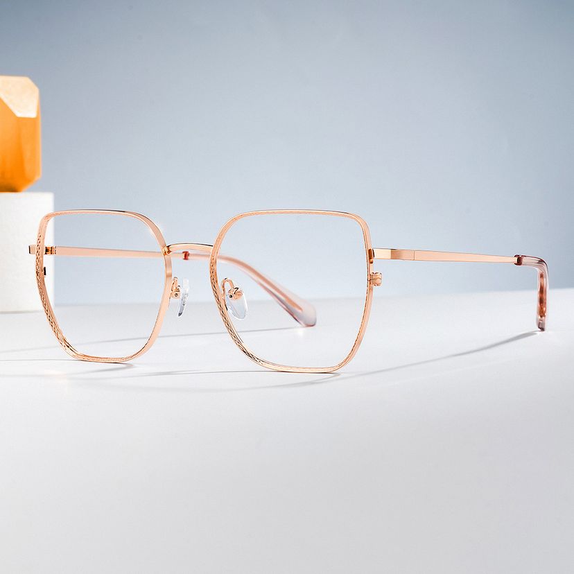 Fife Geometric Rose Gold Glasses