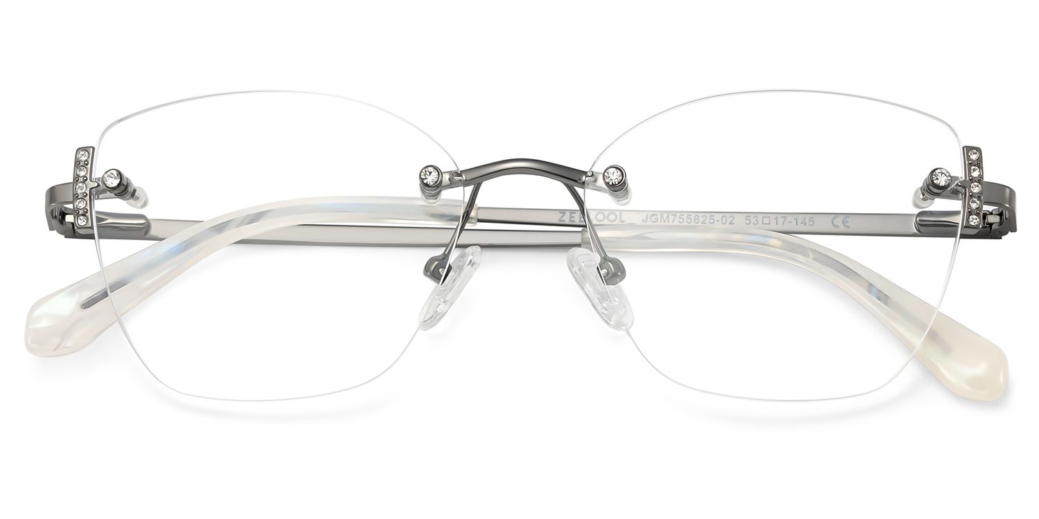 Silver Rectangle Jaxon Glasses with Rimless | Zeelool2