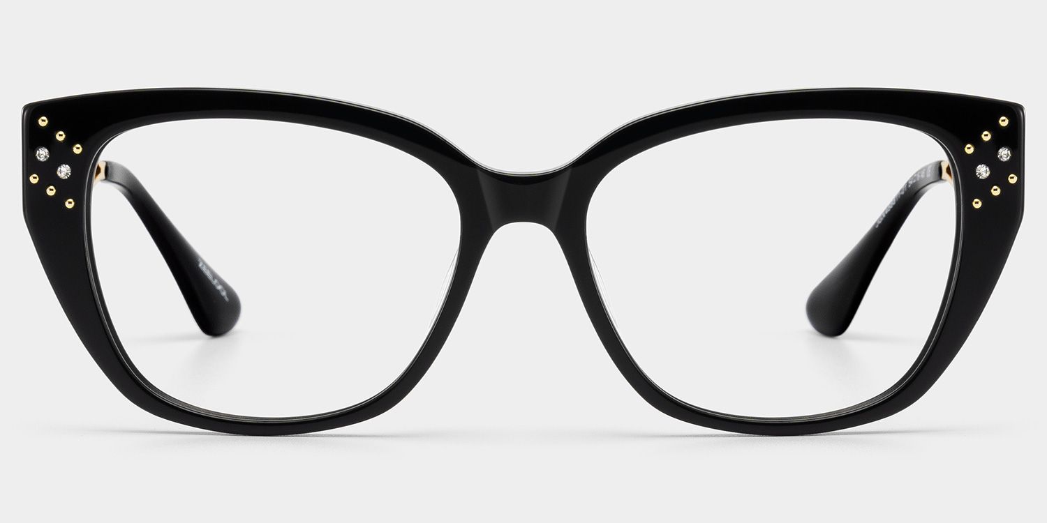 Alma Butterfly Black Glitter Eyeglasses | ZEELOOL2