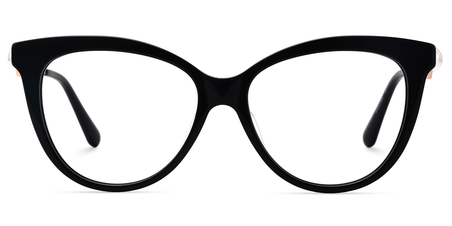 Buy Black Sparkly Cat Eye Glasses With Pearl | Zeelool2