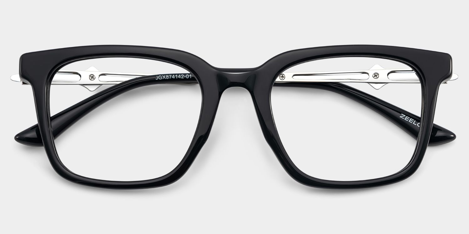 Reese black glasses with silver rims Online | ZEELOOL