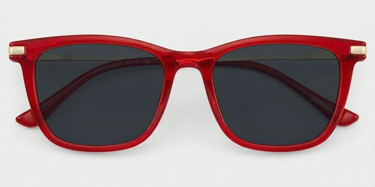 Selena Rectangle Red Glasses
