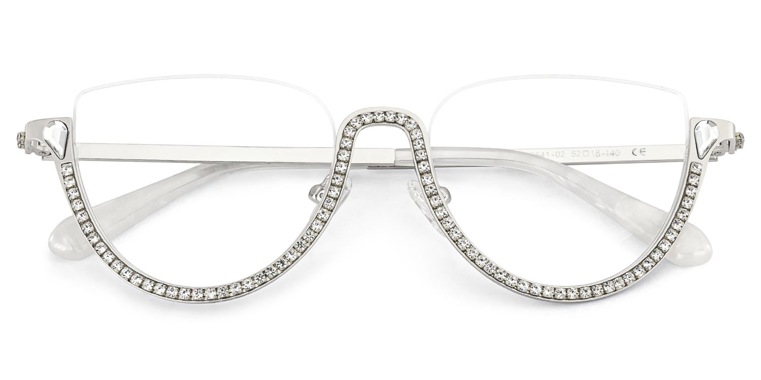 Half Frame Cat Eye Glasses With Shiny Diamonds3