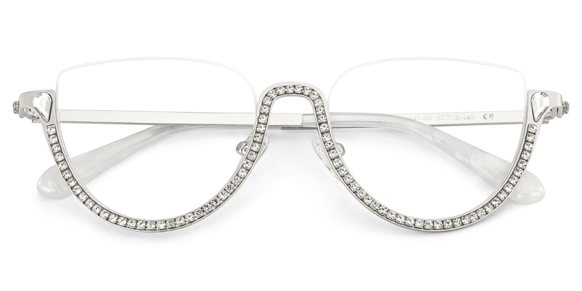 Half Frame Cat Eye Glasses With Shiny Diamonds3