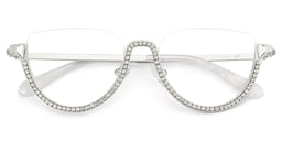 Sparkle Cateye Silver Glasses3