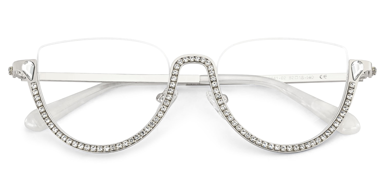 Sparkle Cateye Silver Glasses3