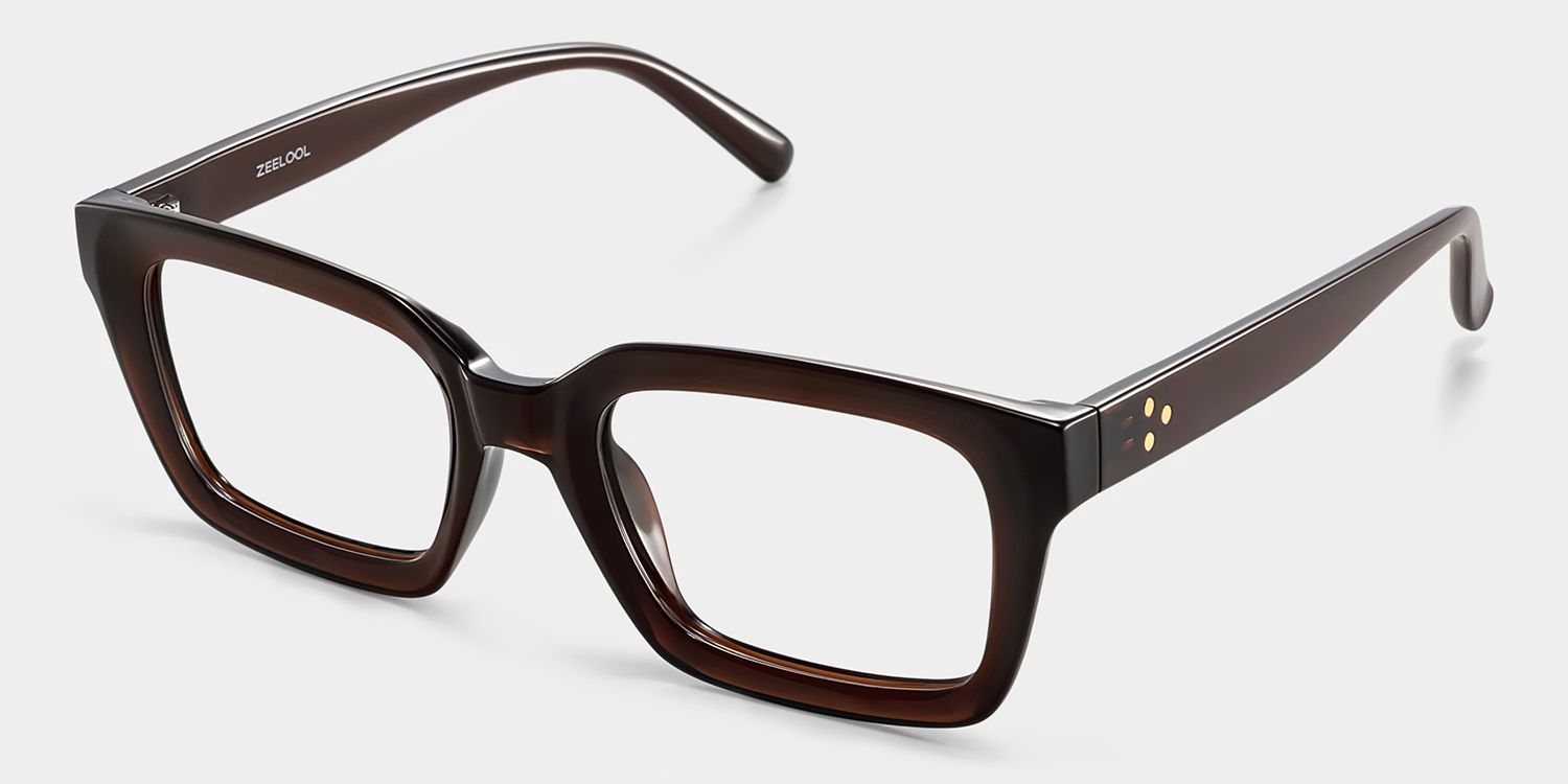 Marley Sepia & Dark Brown Rectangle Frame Glasses | ZEELOOL3