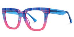 Boston Square Blue-Plaid Glasses1