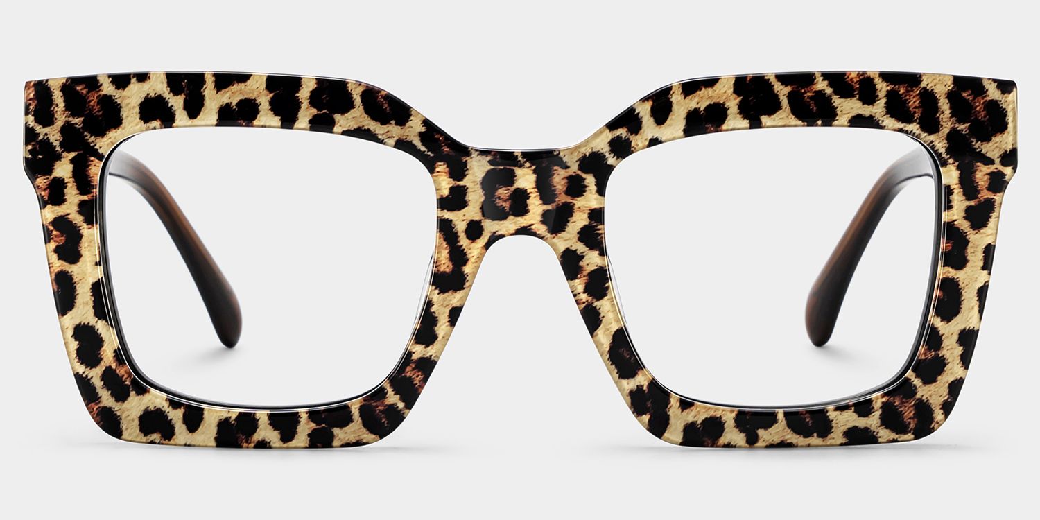 Megan Leopard print Square Frame Glasses for Women | ZEELOOL1