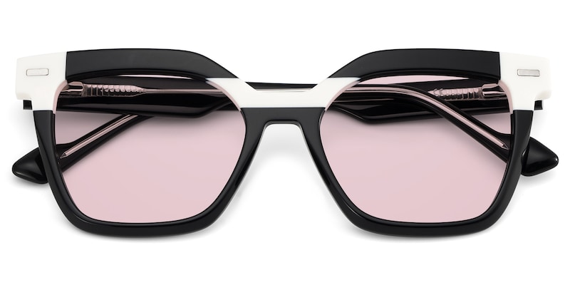Pinette Square Black White Sunglasses