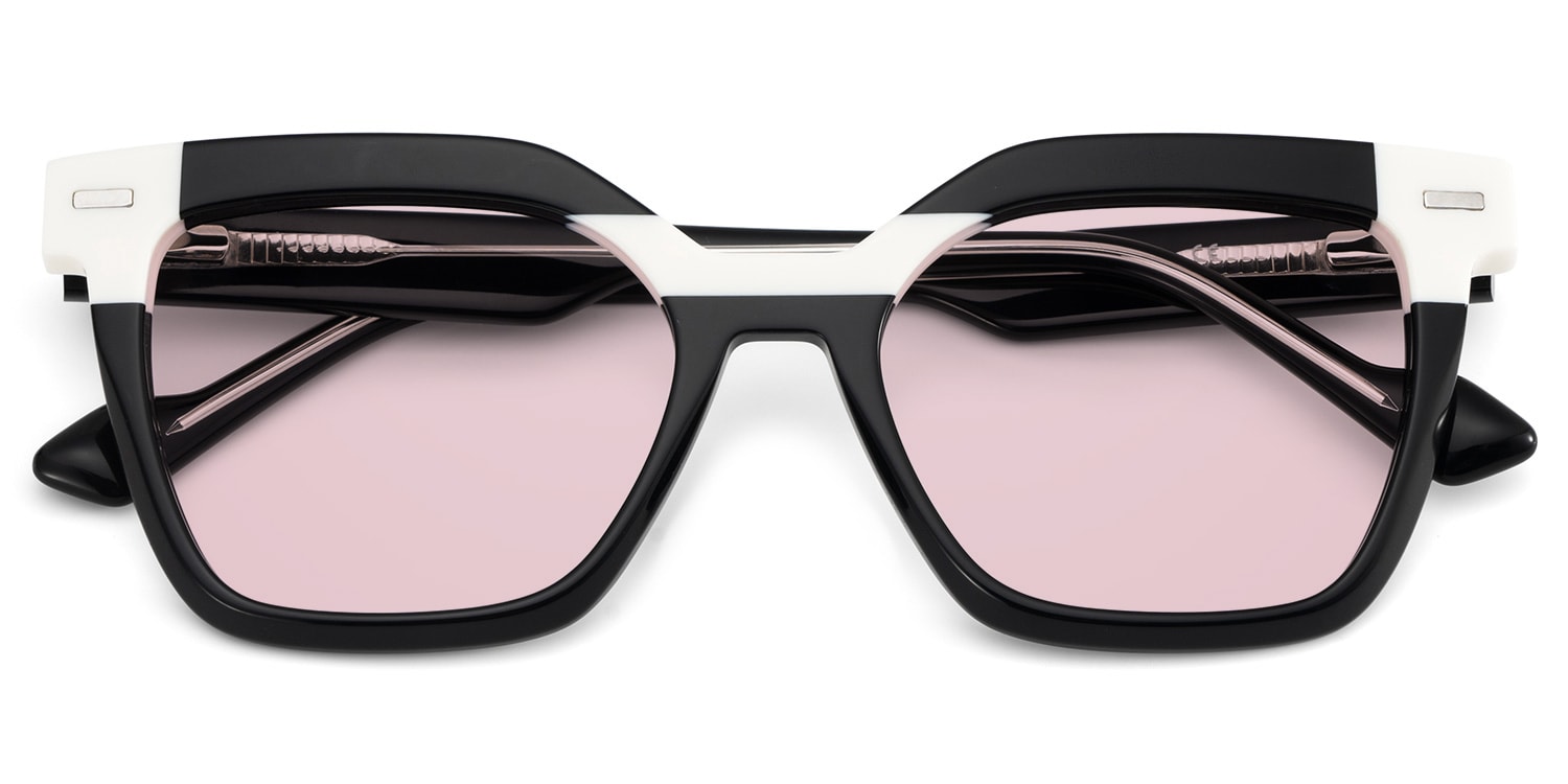 Pinette Square Black White Sunglasses