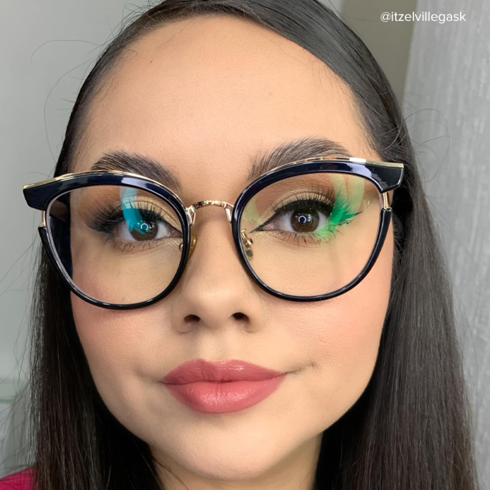 Laraine Cat Eye Black Frame Glasses with Gold Trim7