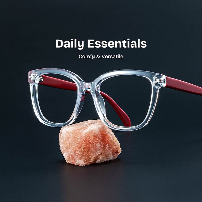ZEELOOL Scarlett Square Crystal Red Glasses