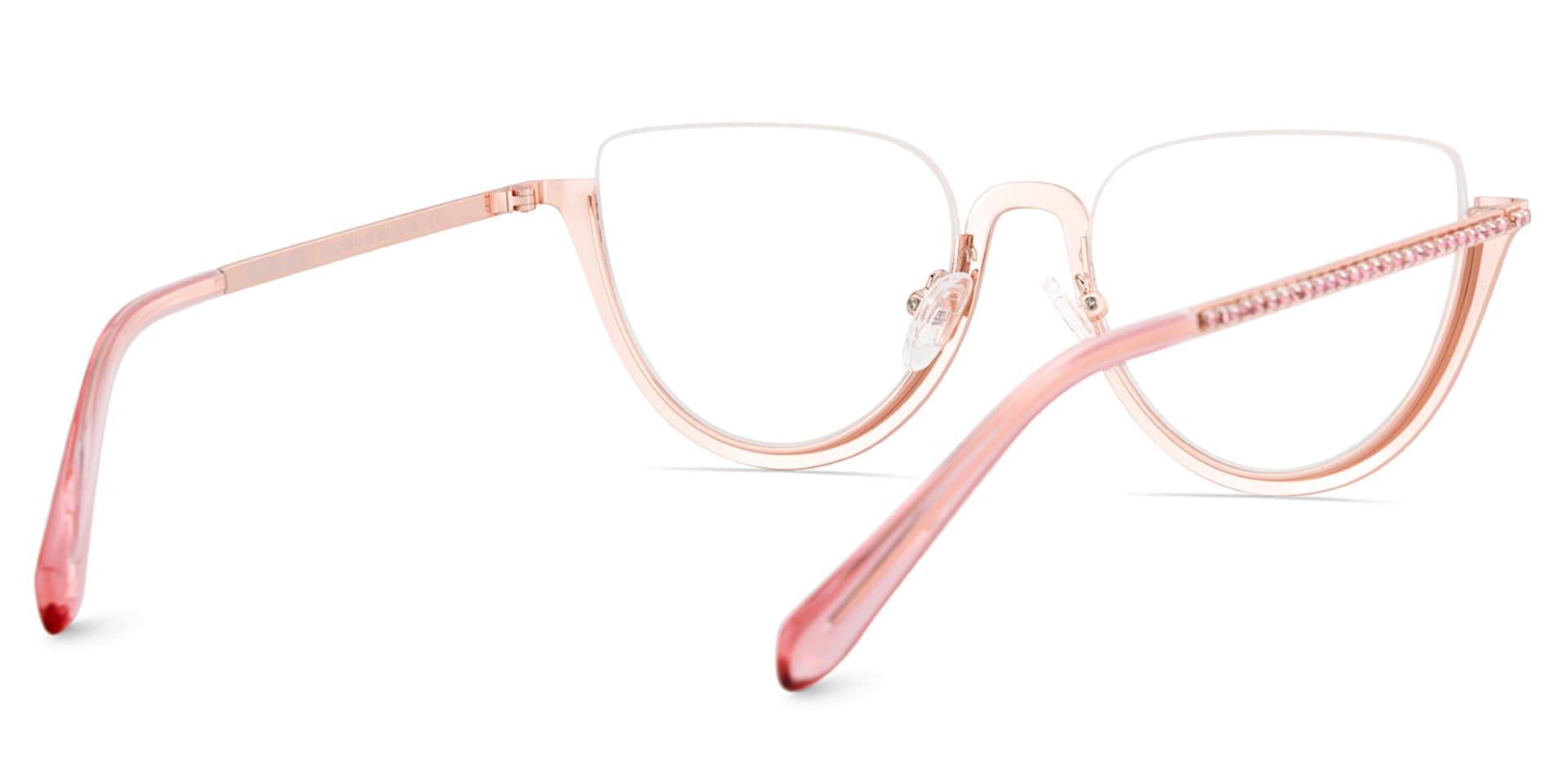 Half Frame Cat Eye Glasses With Shiny Pink Diamonds6