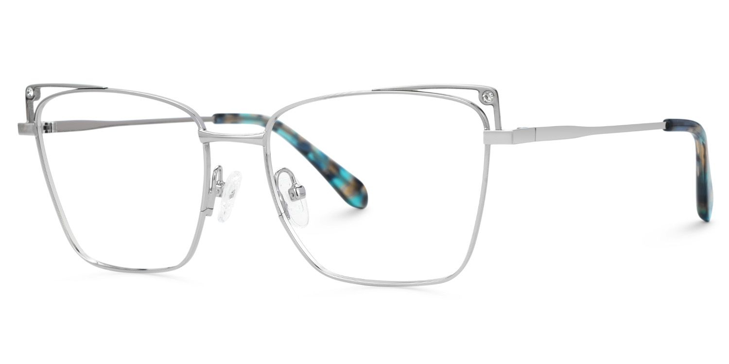 Rectangle Silver Metal Eyeglass Frames | Zeelool1