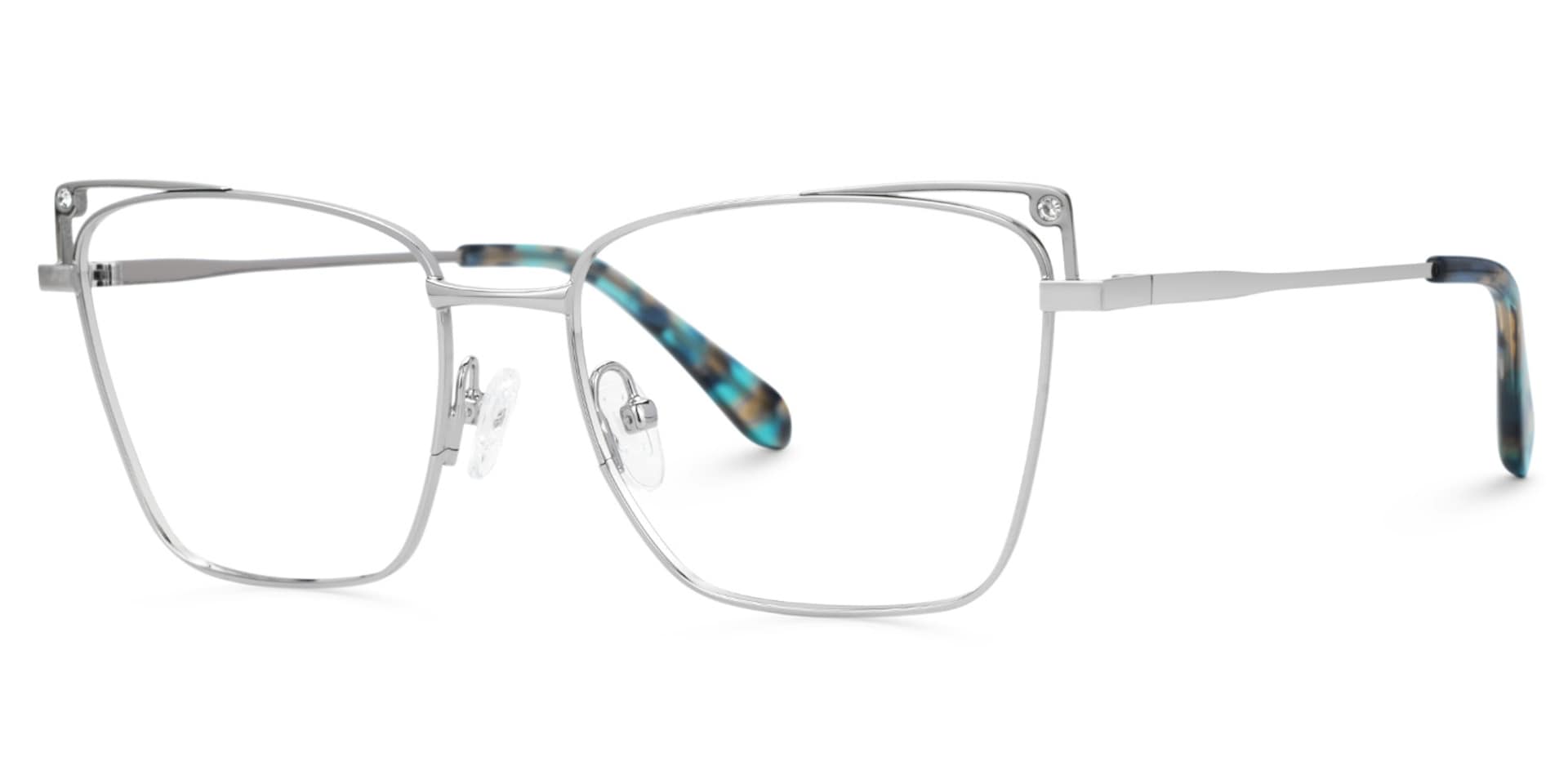 Rectangle Silver Metal Eyeglass Frames | Zeelool1