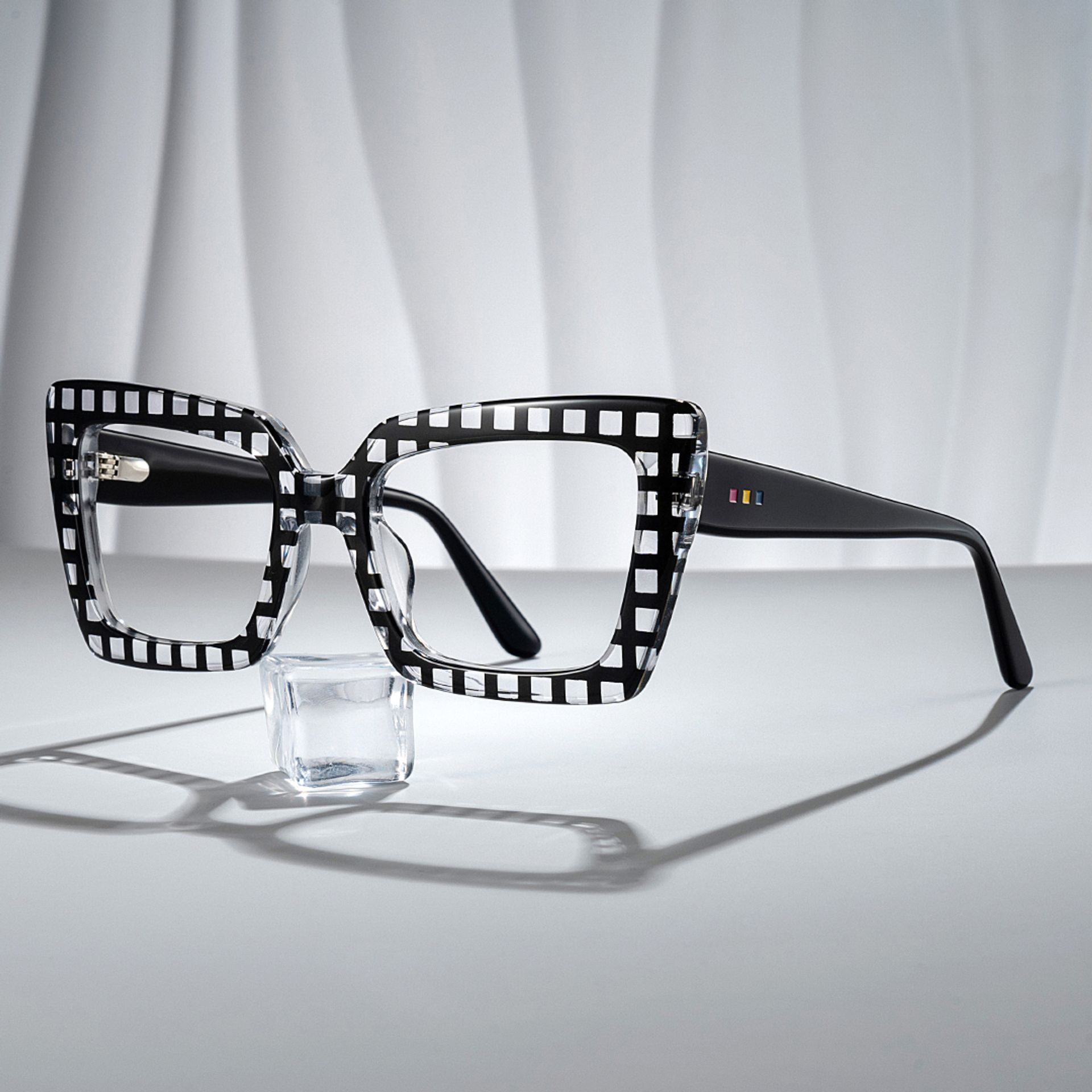 Tootie Eyeglasses in Butterfly Black Crystal Checkered Frame | Zeelool0