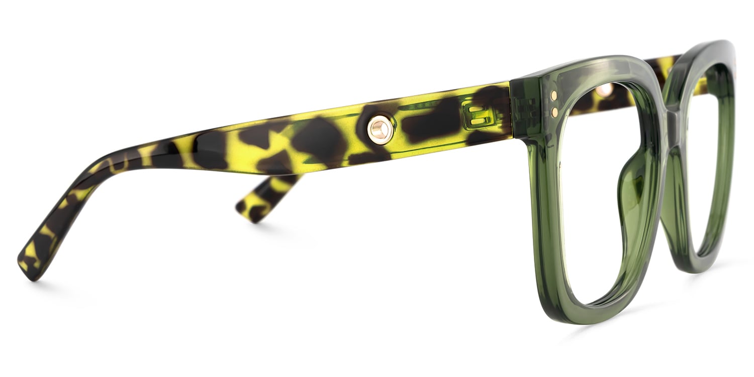 Ebony Square Green Tortoise Glasses5