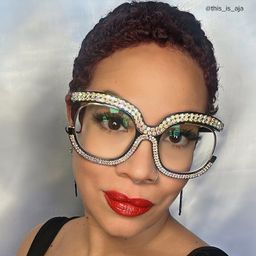 Veasley Square Multicolor Rhinestone Glasses5