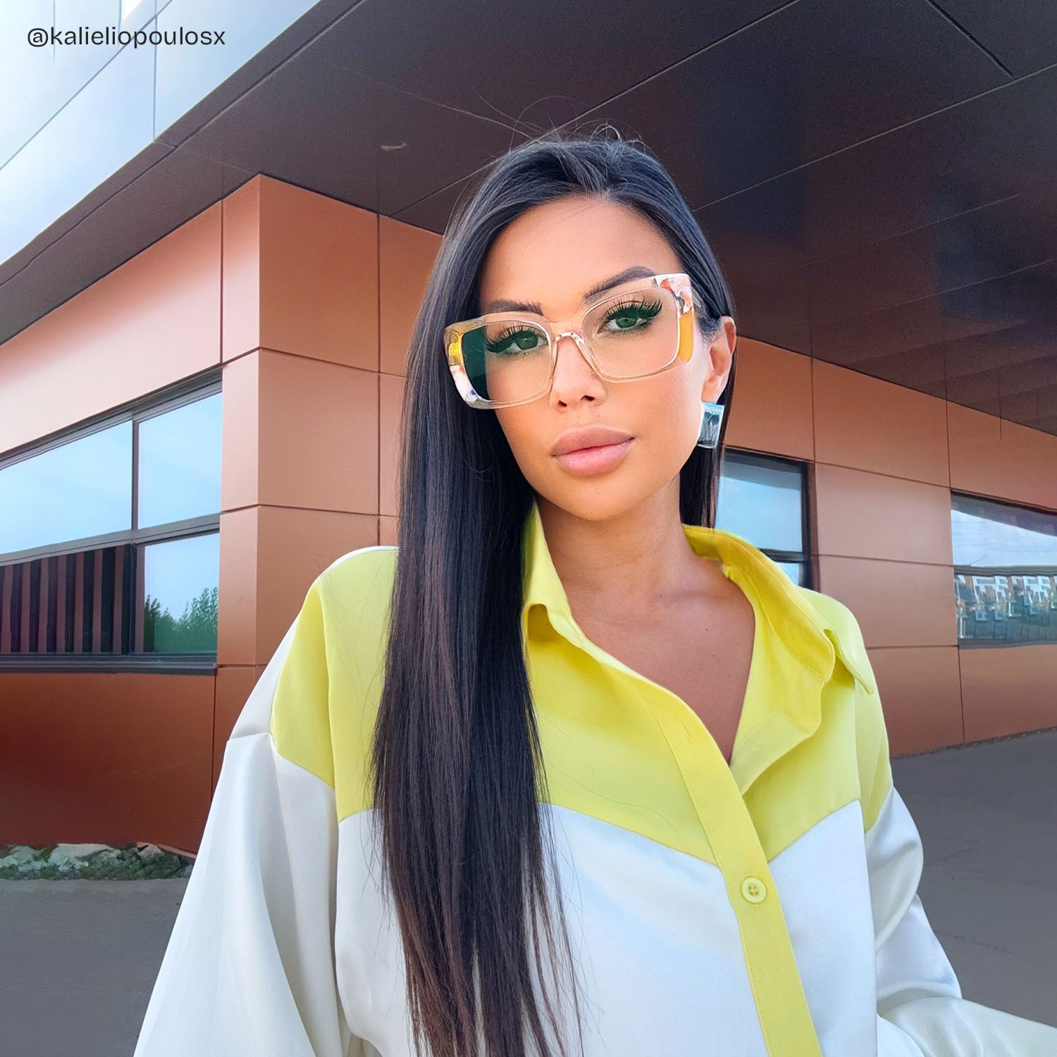 Flair Yellow Clear Frame Glasses with Square Frame Online | ZEELOOL9