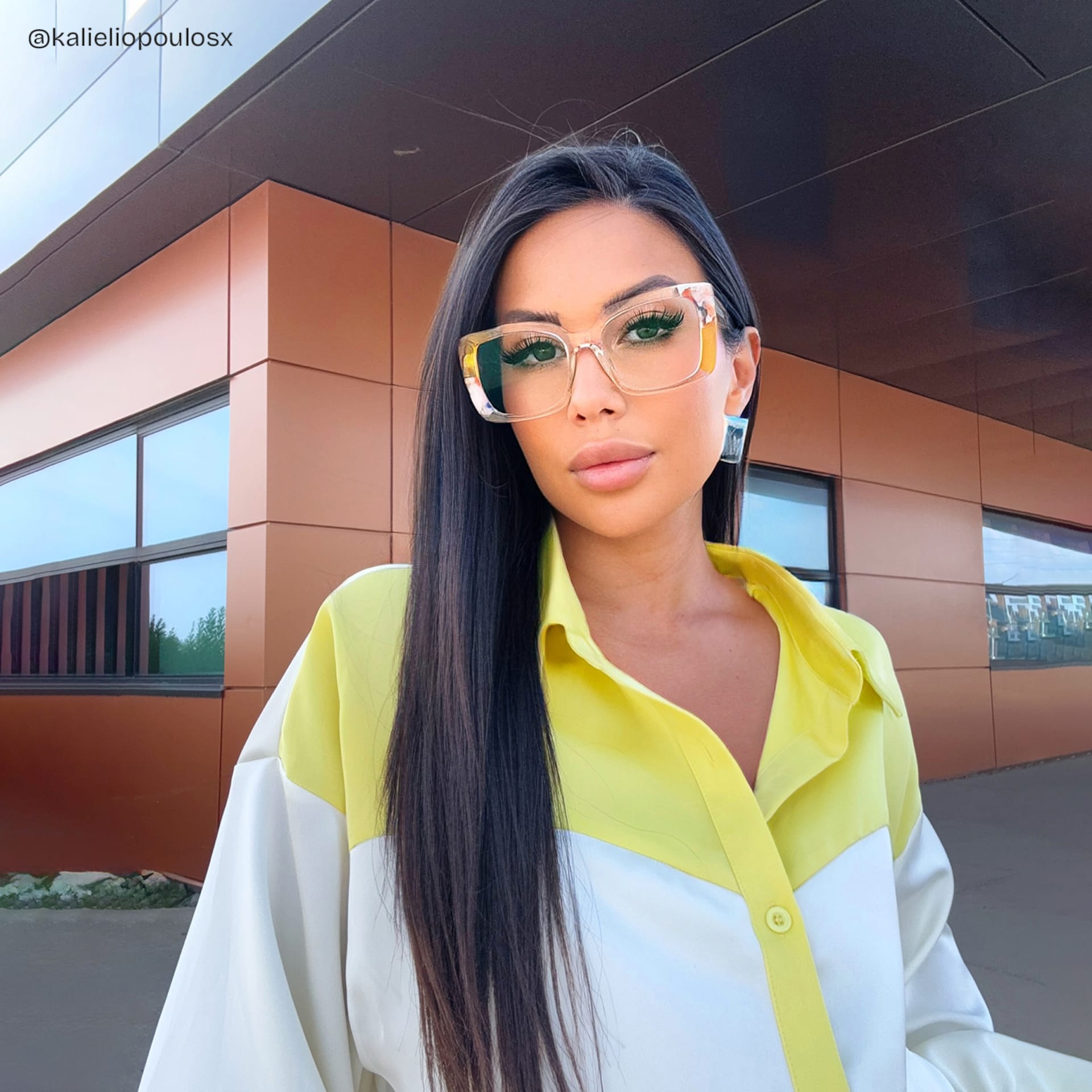 Flair Yellow Clear Frame Glasses with Square Frame Online | ZEELOOL9