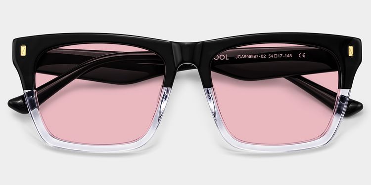Brookins Black Clear Rectangle Sunglasses