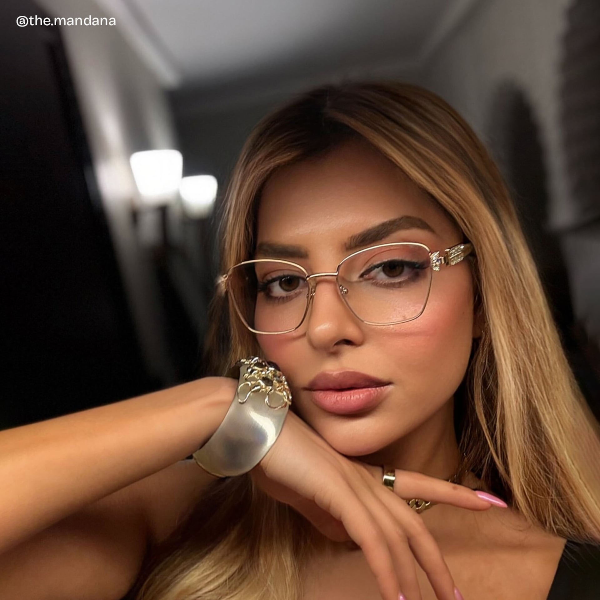 Rectangle Gold Eyeglasses- Ellie Metal Frame Glasses6