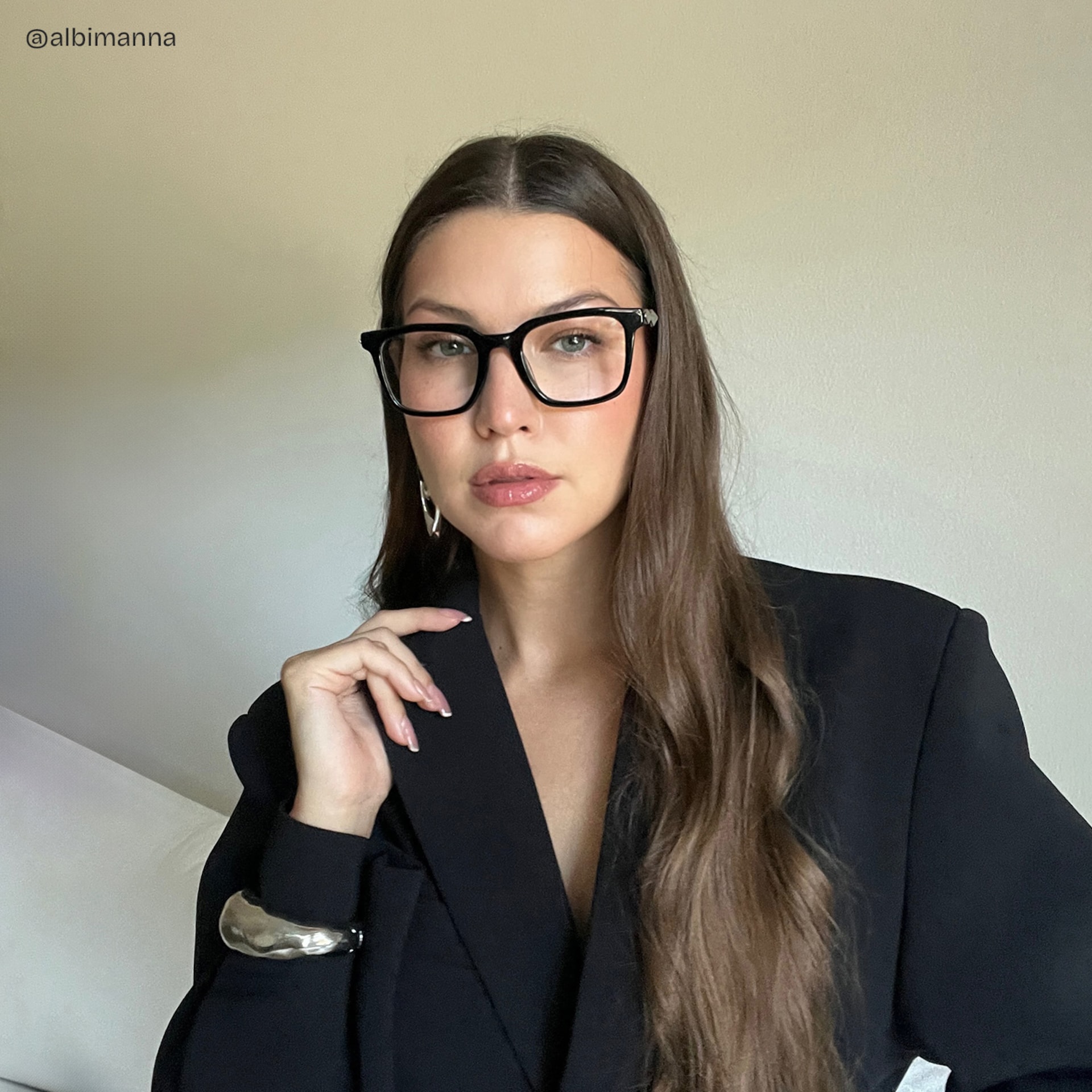 Reese black glasses with silver rims Online | ZEELOOL8