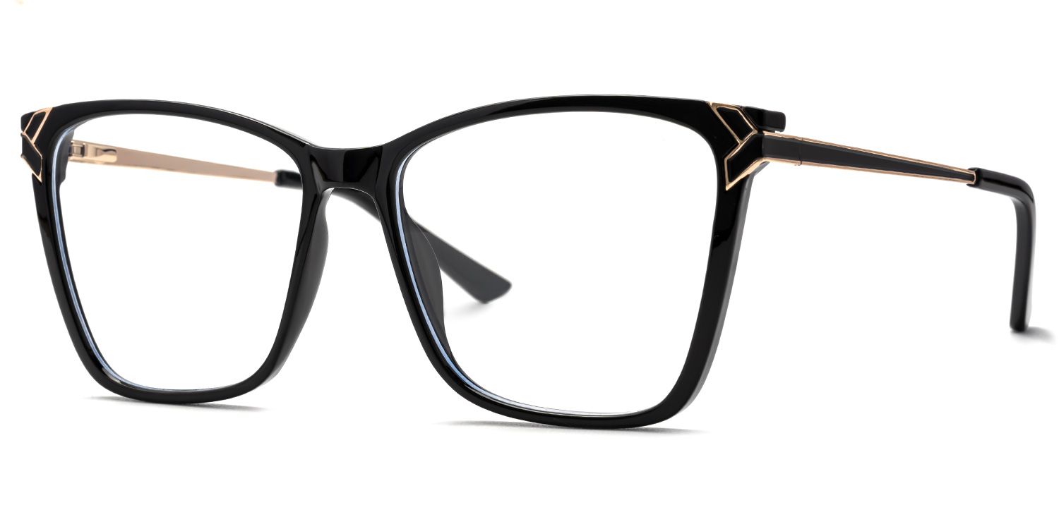 Tricee Square Black Glasses With Gold Arms For Females | Zeelool3