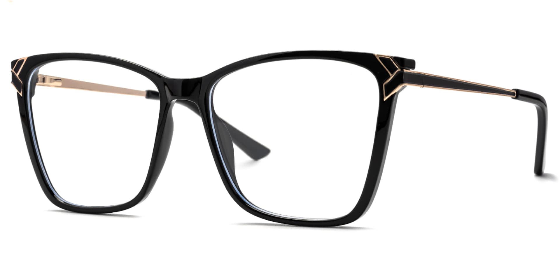 Tricee Square Black Glasses With Gold Arms For Females | Zeelool3