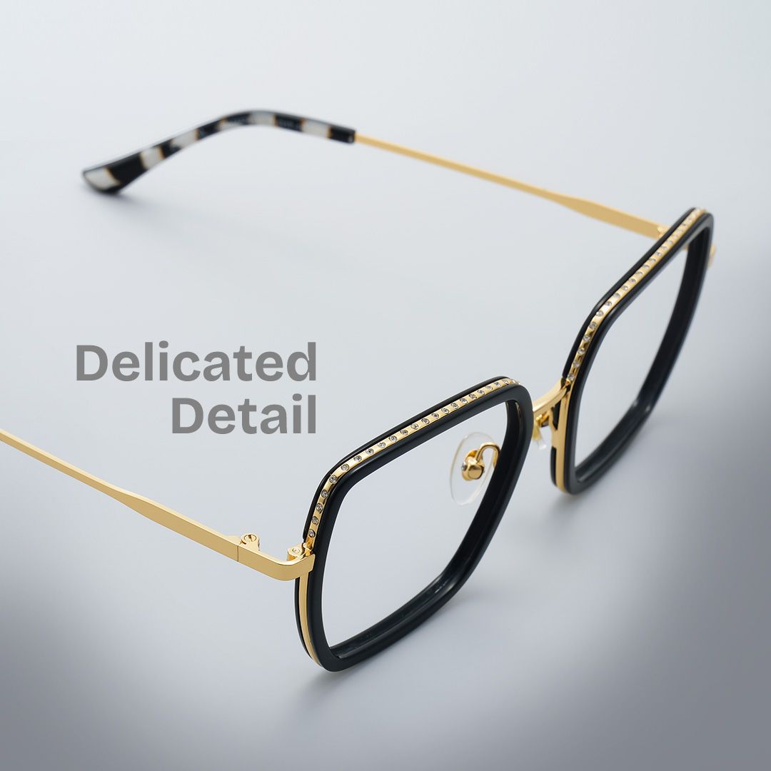 Square Black Eyeglasses- Fiona Mixed Frame Glasses3