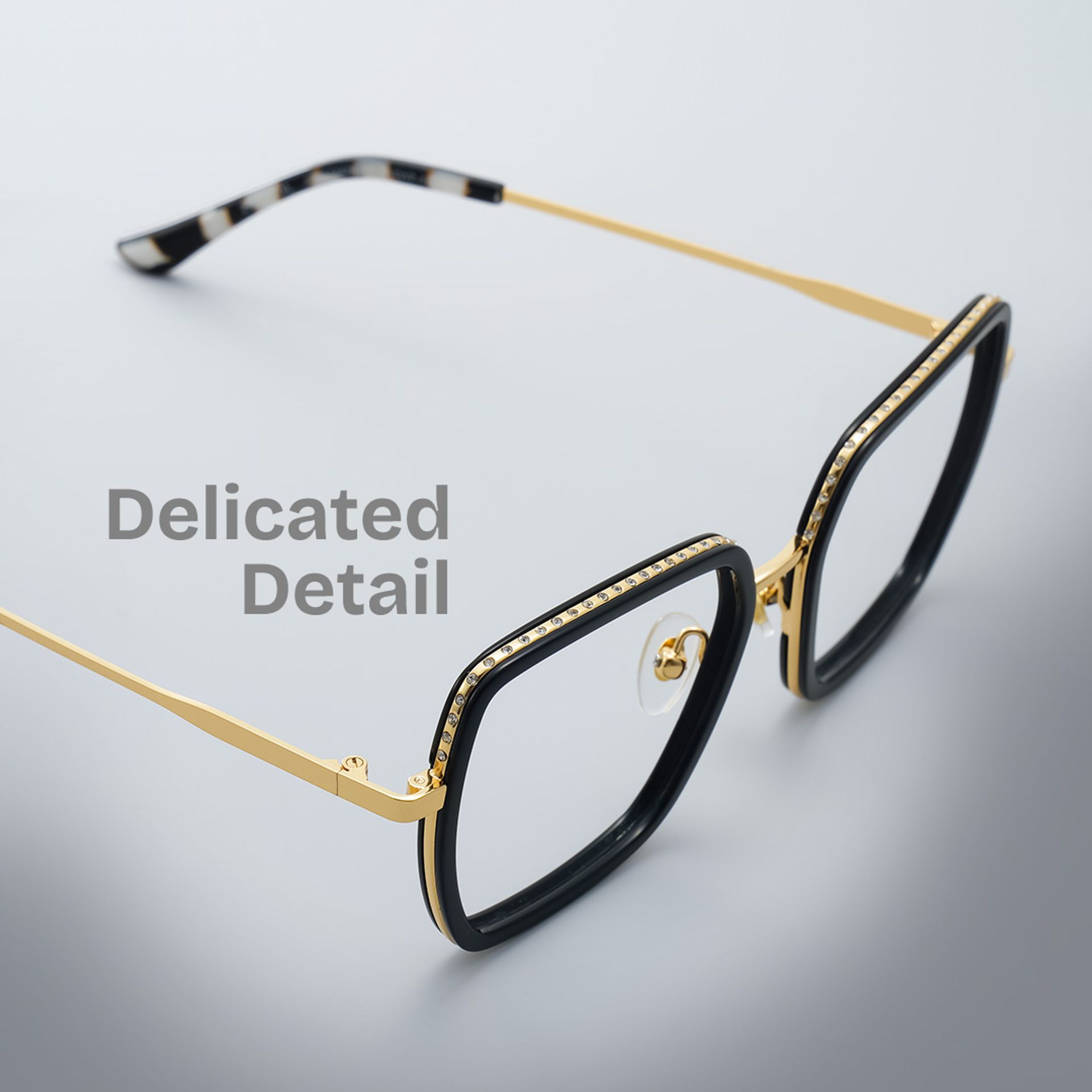 Square Black Eyeglasses- Fiona Mixed Frame Glasses3