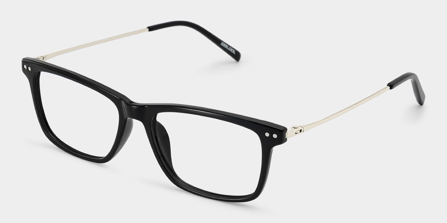 Eleanor Men's Black Rectangular Eyeglasses in TR90 for Men | ZEELOOL3