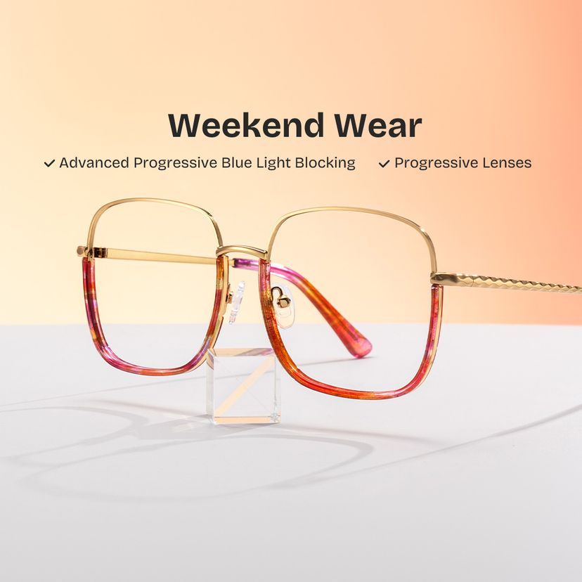 Wade Square Red Floral Glasses