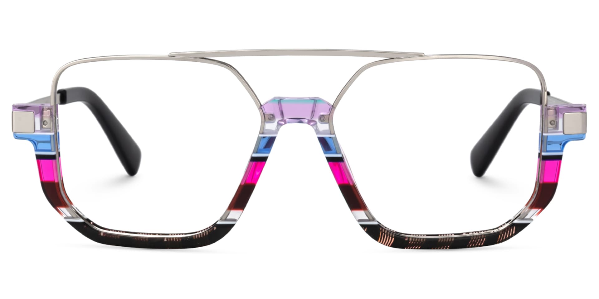 Multicolor Strip Aviator Spectacles Frames - Oromiya on Sale | Zeelool1
