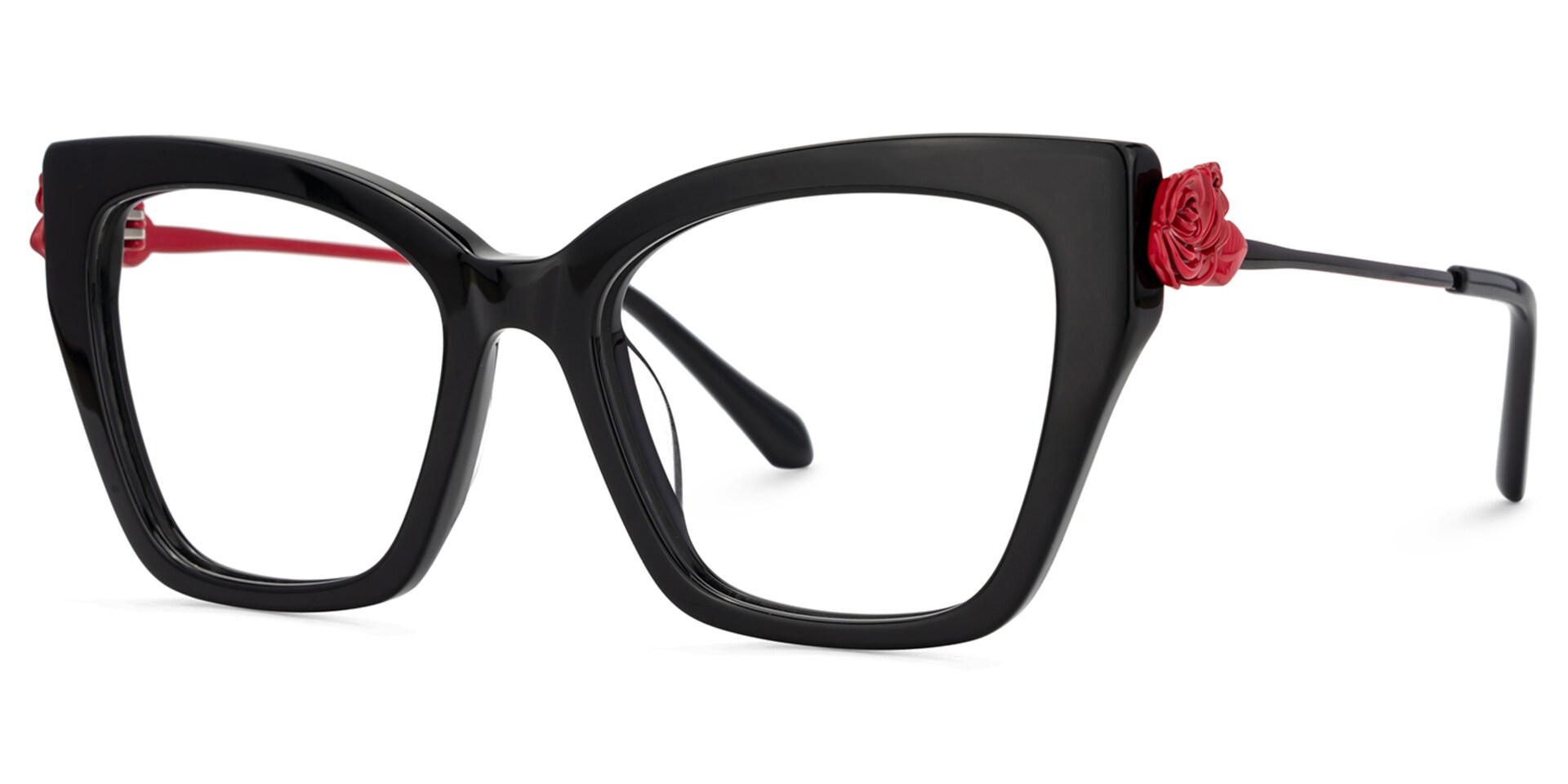 Black Butterfly Glasses With Red Rose | Zeelool2