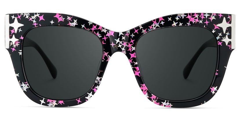 Minfia Square Black Pink Glasses