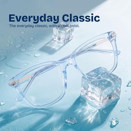 Eliot Clear Blue Rectangle Glasses0