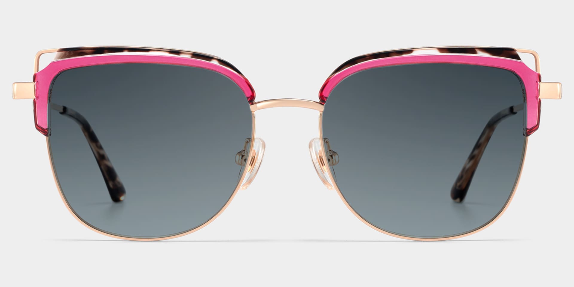 Samson Pink Square Glasses With Tortoiseshell Color-Block Design0