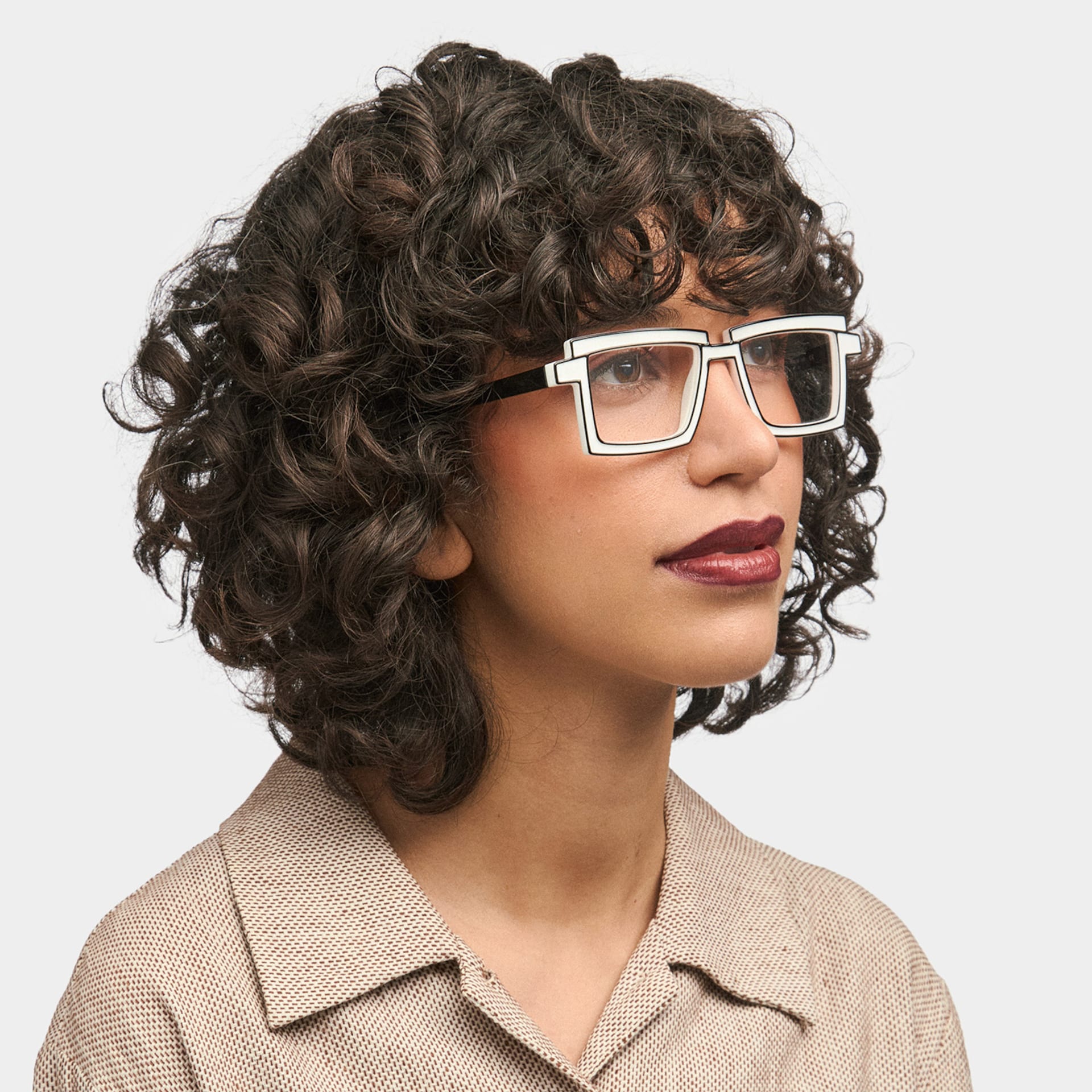 Zephyr White Cyberpunk Rectangle Frame Glasses | Zeelool1