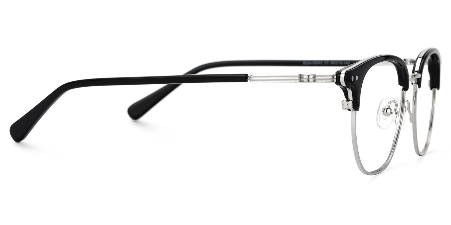 Black Mixed-Materials Geometric Eyeglasses- Geno2