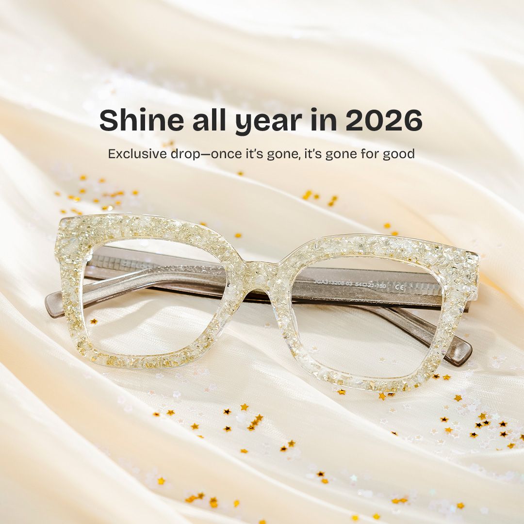 Renata Square Silver Rhinestone Covered Glasses | ZEELOOL0