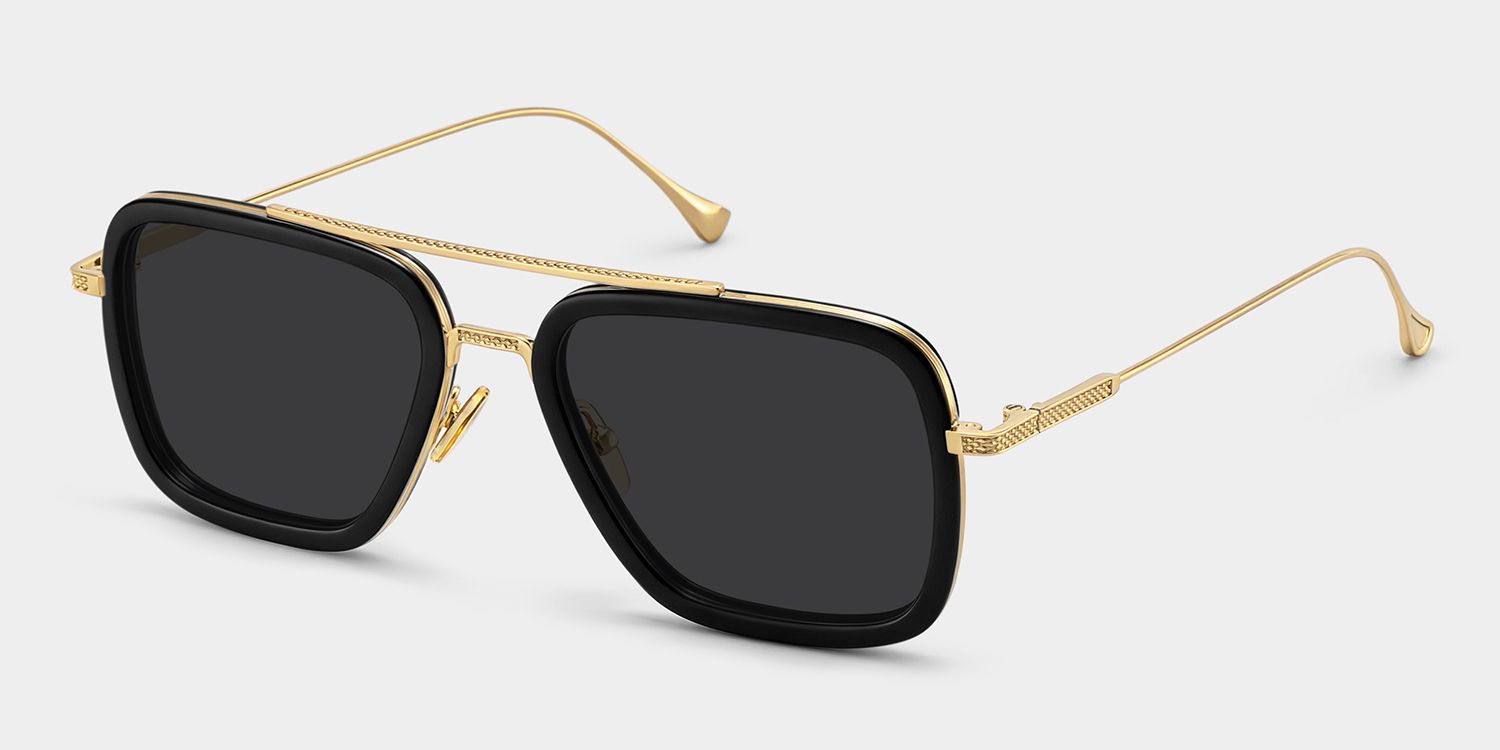 Gifford Mixed Black-Gold Aviator Frame Sunglasses | ZEELOOL