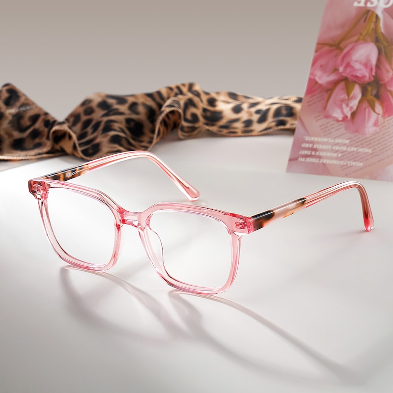 ZEELOOL Freya Square Pink Glasses
