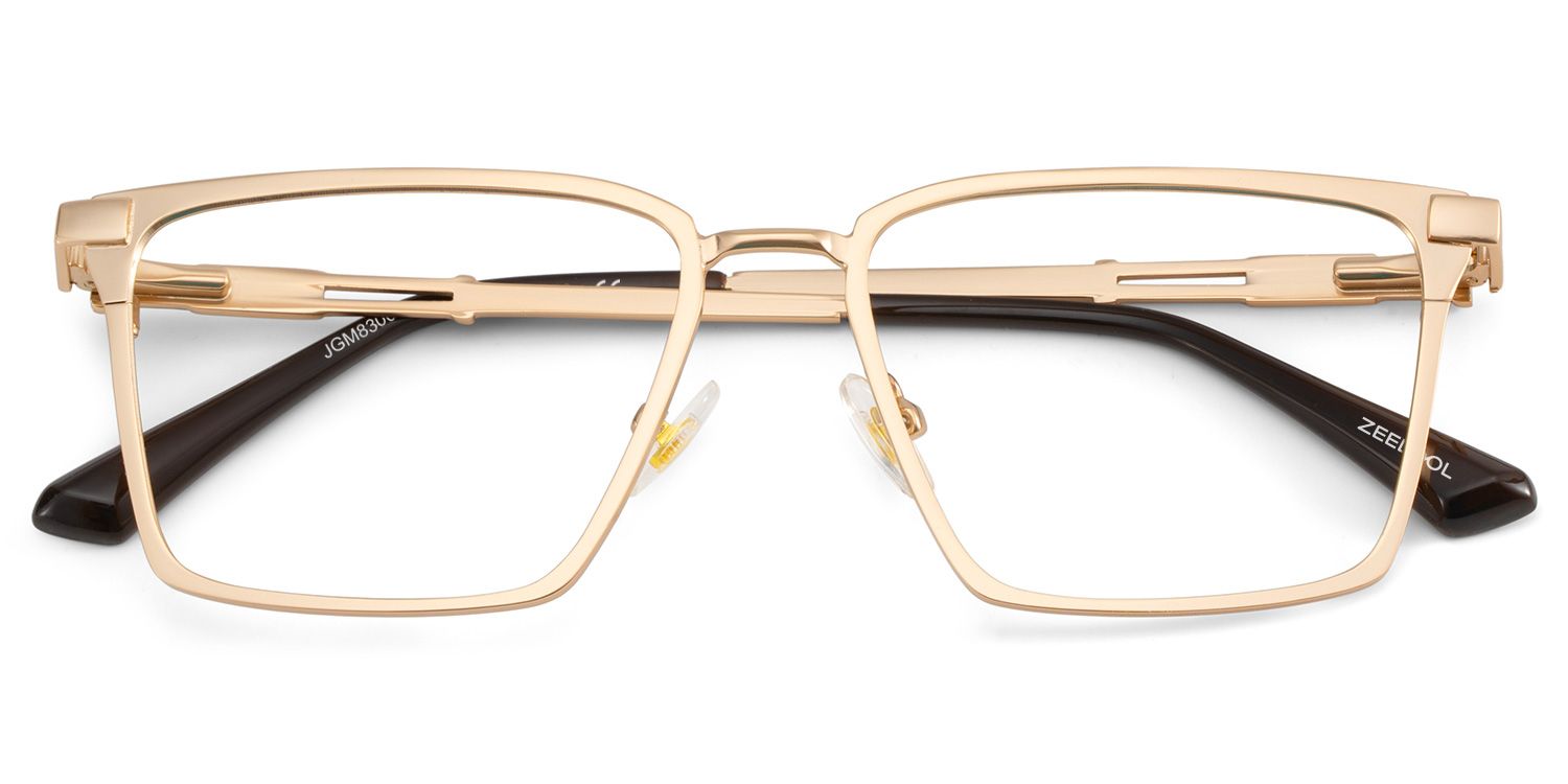 Finn Eyeglasses in Rectangle Gold Frame | Zeelool