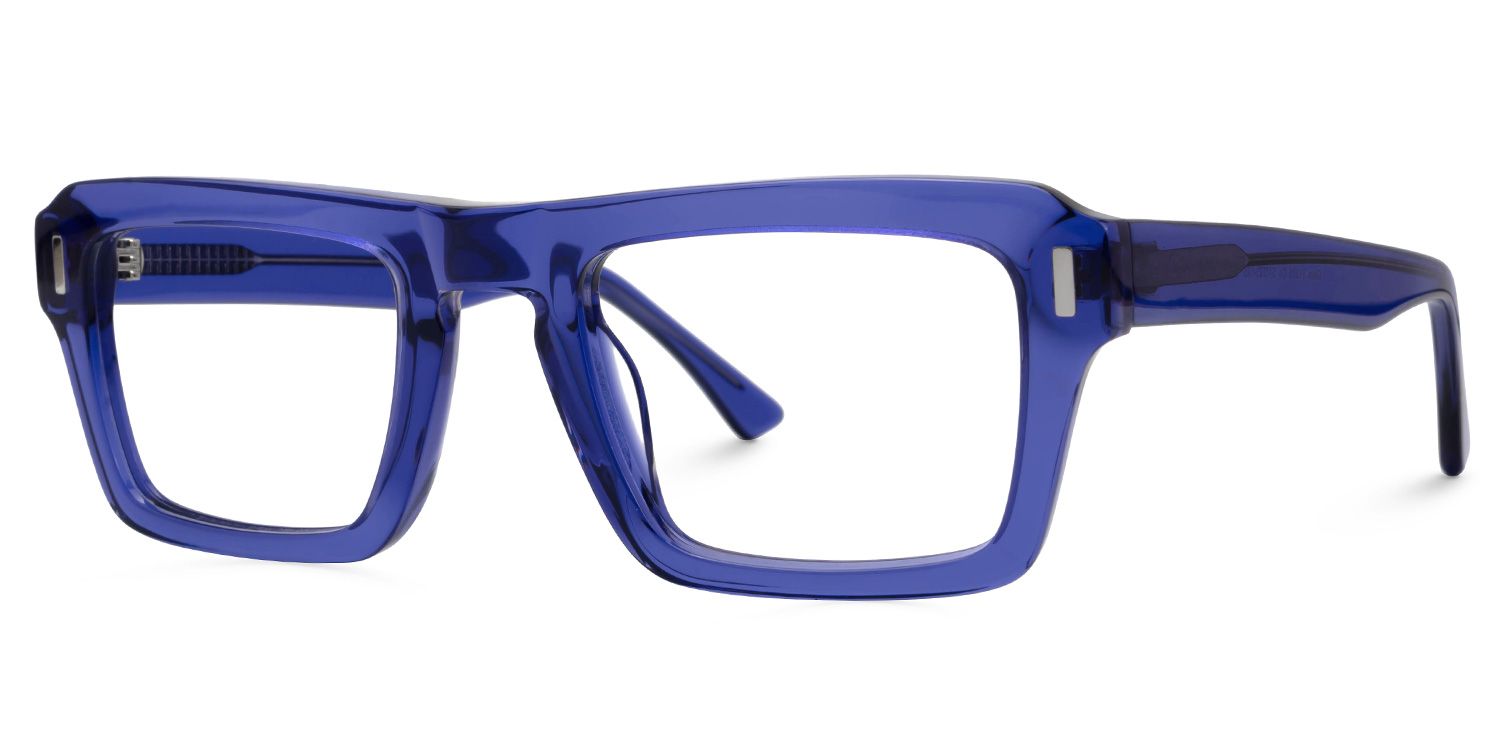 Tarloh Rectangle Translucent Blue Frame Glasses for Men1