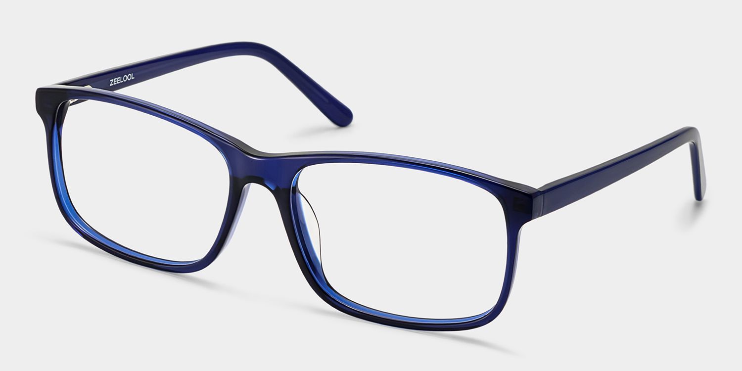 Connie Blue Rectangle Acetate Frame Glasses for Men | ZEELOOL2
