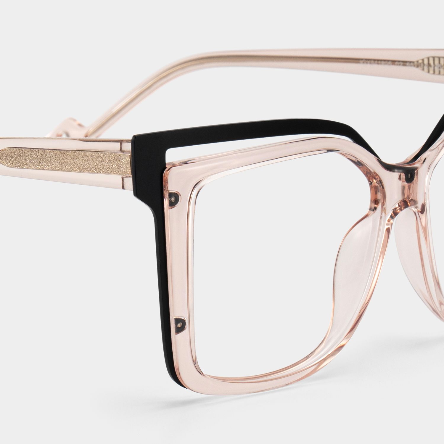 Twolla Square Beige Glasses and Black Edge Frame5