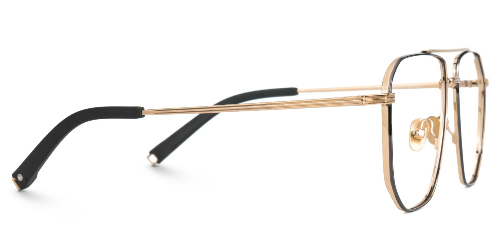 Aqua Titanium Black Gold Frame Glasses with Aviator Shape | Zeelool2